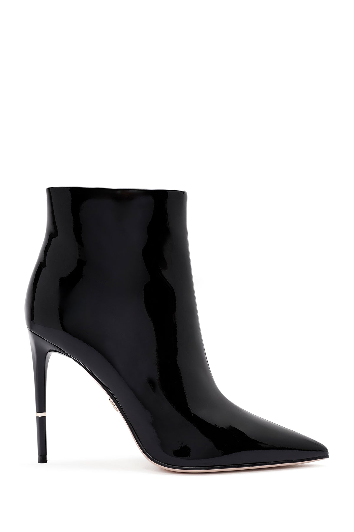 Women's Black Zippered Thin Heel Patent Leather Boots 24WFD490716 | Derimod
