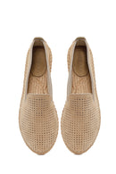 Women's Beige Patterned Suede Leather Espadrilles | Derimod