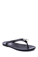 Women's Black Stone Flip Flops | Derimod