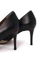 Woman Black Thin-Heeled Leather Stiletto | Derimod