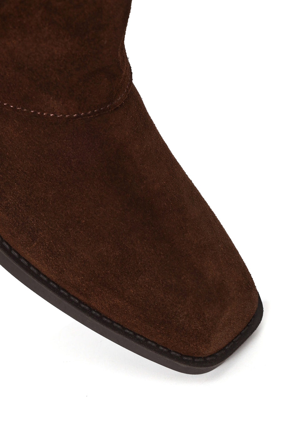Woman Brown Buckled Short Thick-Heeled Suede Boots