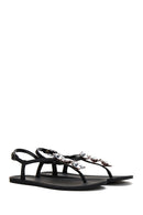 Women's Black Stone Flip Flops Sandals | Derimod