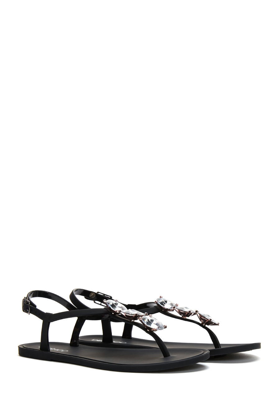 Women's Black Stone Flip Flops Sandals
