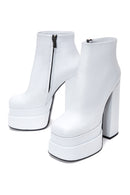 Women's White Leather Platform High Heel Boots | Derimod