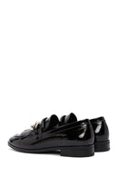 Women's Black Buckle Detailed Patent Leather Masculine Loafer | Derimod
