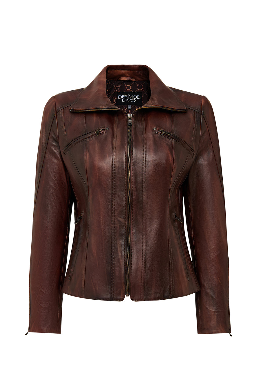 Janet Woman Brown Short Leather Jacket 25WGE5602NC | Derimod