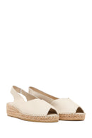 Women's Cream Thick-Soled Leather Espadrilles | Derimod