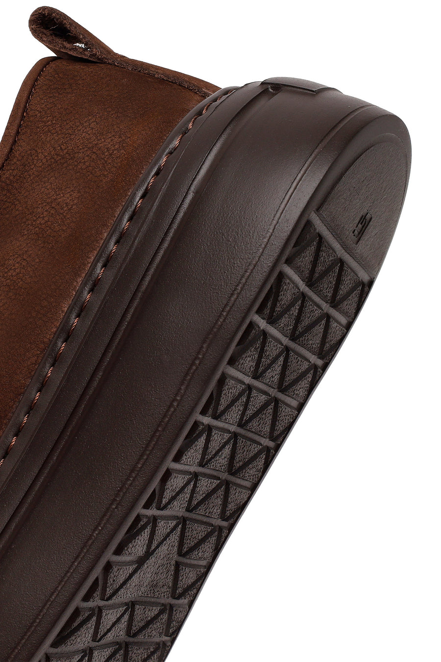 Male Brown Lace-up Thick-soled Nubuck Leather Sneaker