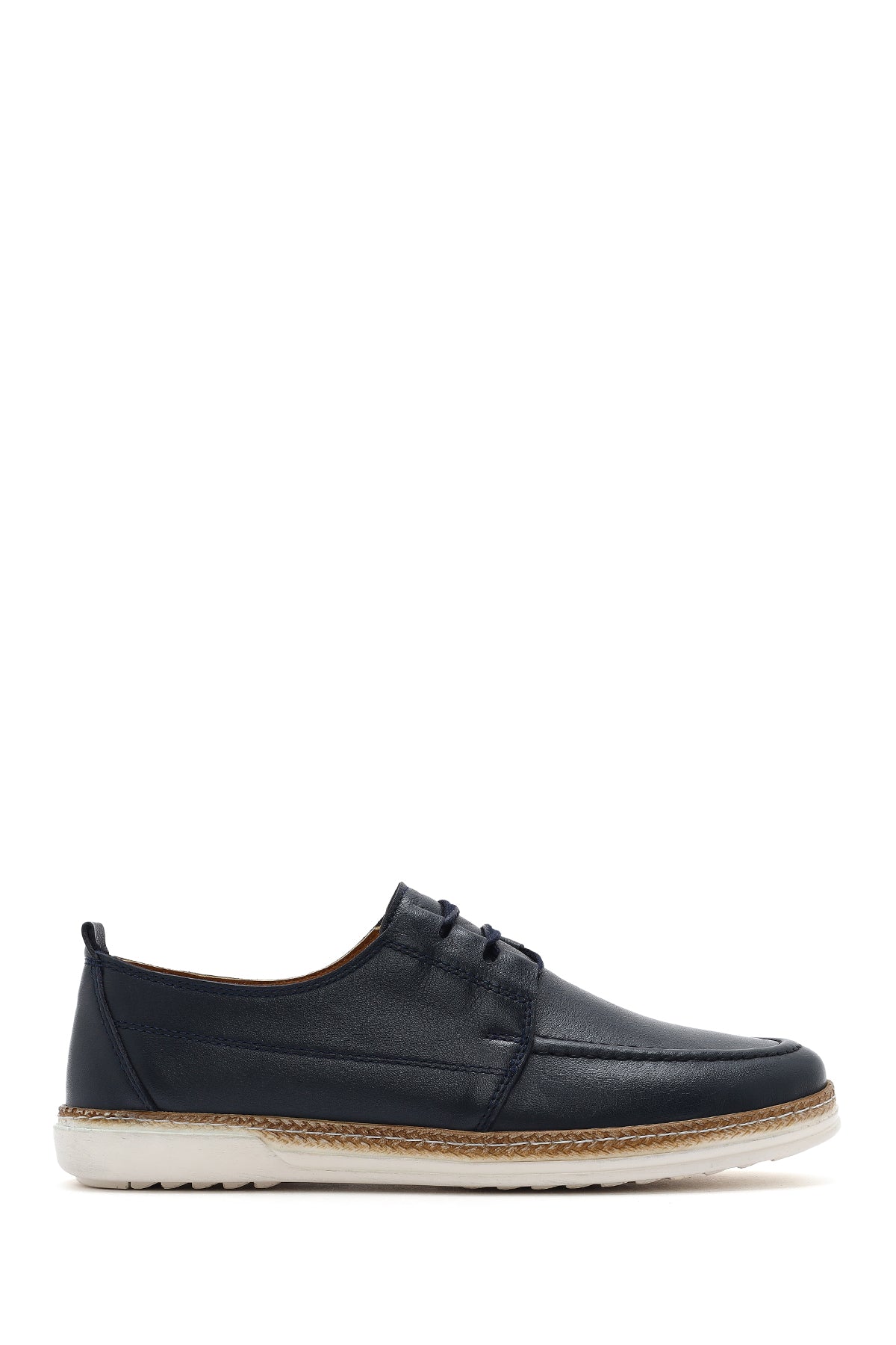 Men's Navy Blue Leather Casual Shoes 25SFD674218 | Derimod