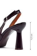 Woman Burgundy Open-Back Chunky-Heel Leather Shoes | Derimod