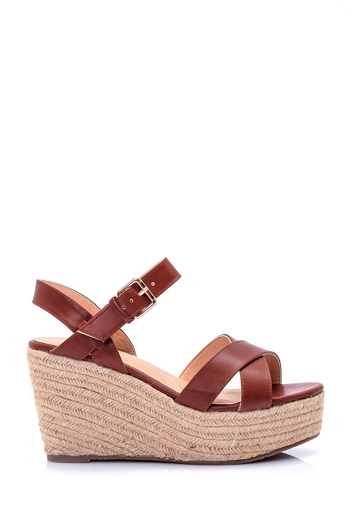 Women's Straw Sole Wedge Heeled Sandals 19SFE214018 | Derimod