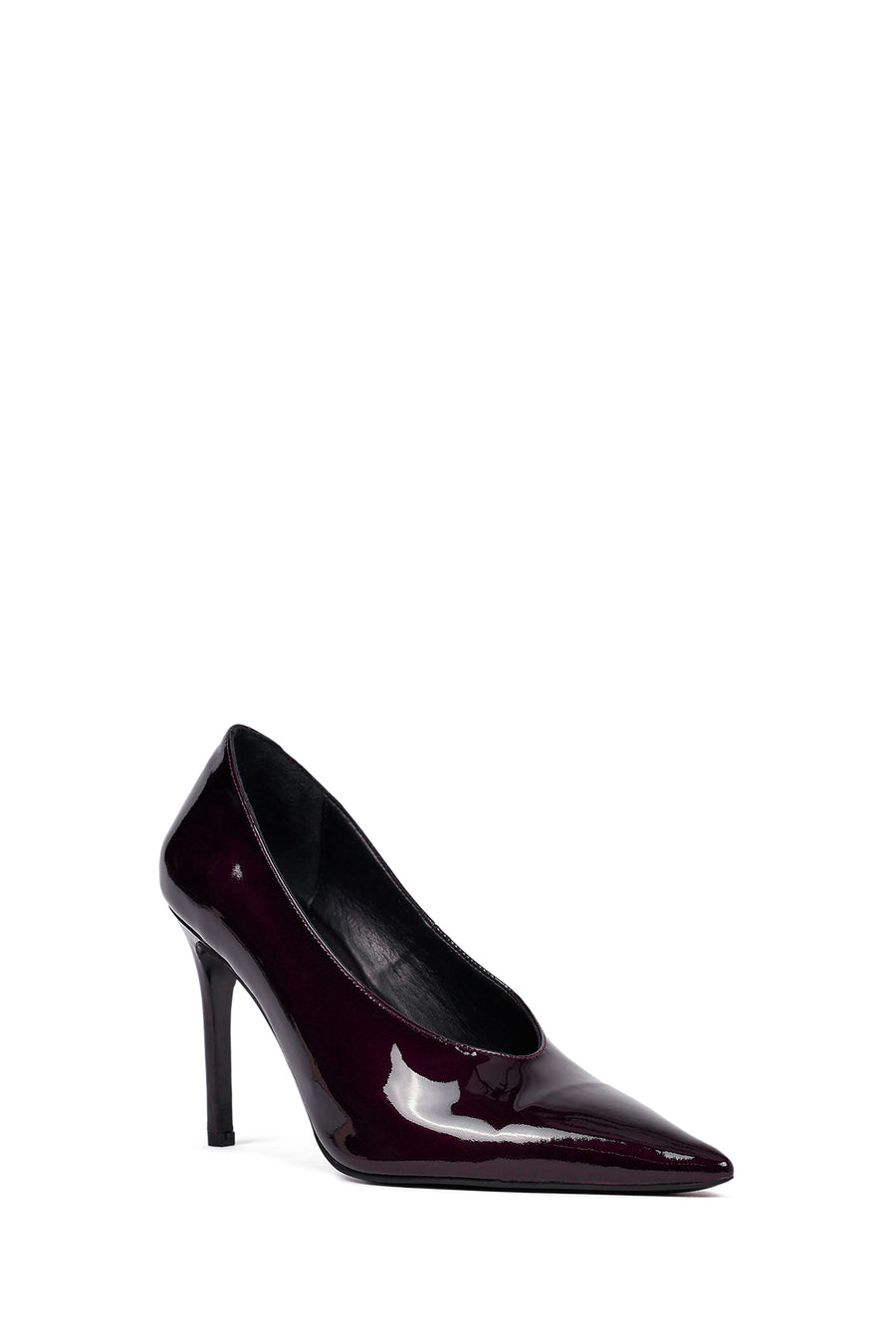 Women's Burgundy Thin Heeled Patent Leather Stiletto
