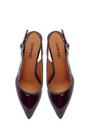 Woman Burgundy Open-Back Chunky-Heel Leather Shoes | Derimod