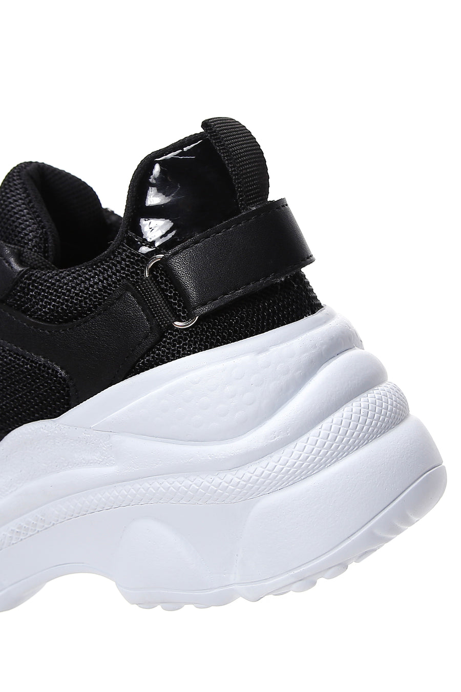 Women's Black Lace-Up Thick Soled Sneaker