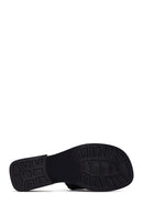 Women's Black Casual Leather Slippers | Derimod