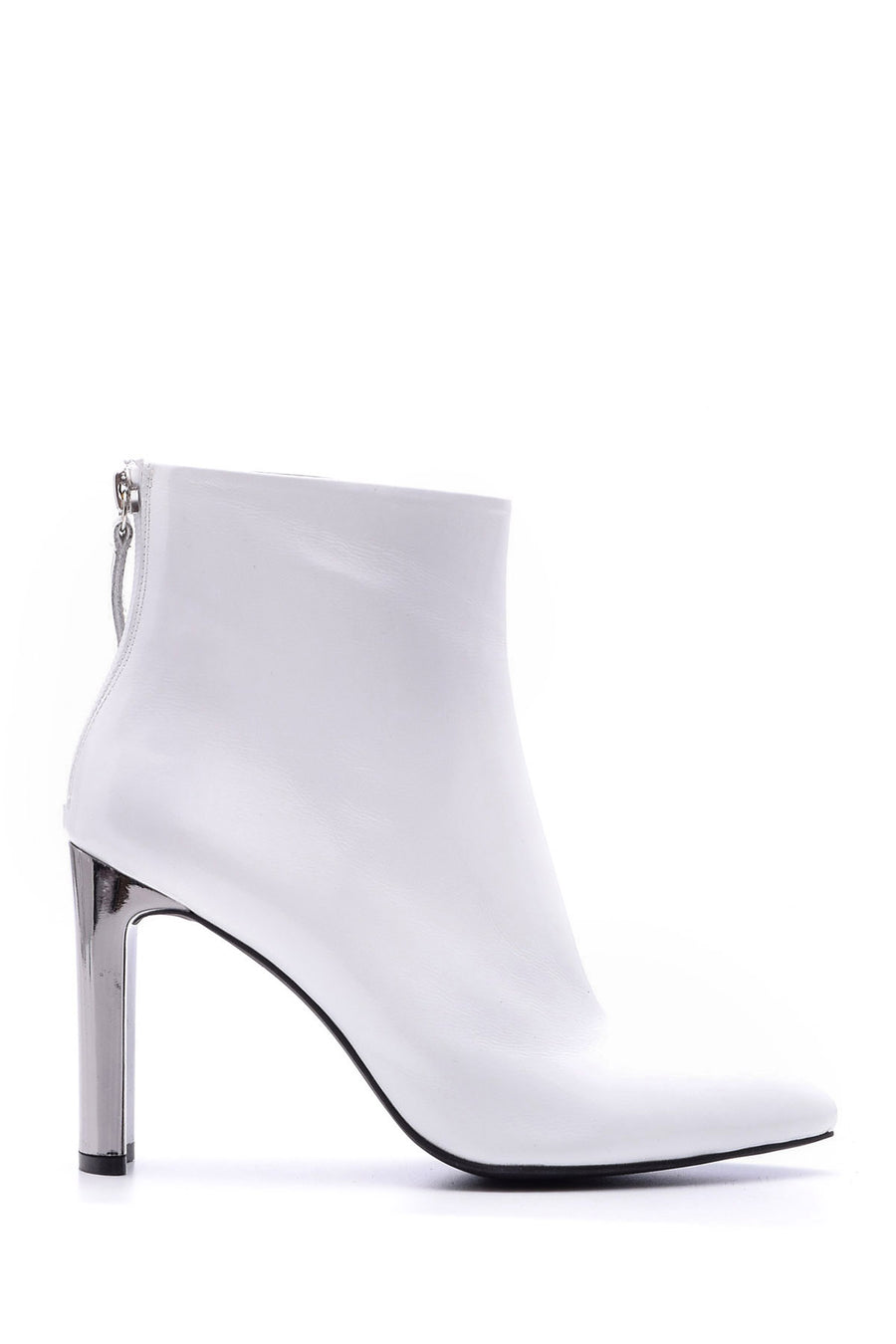 Women's Metal Heeled Leather Boots 19WFD240916 | Derimod
