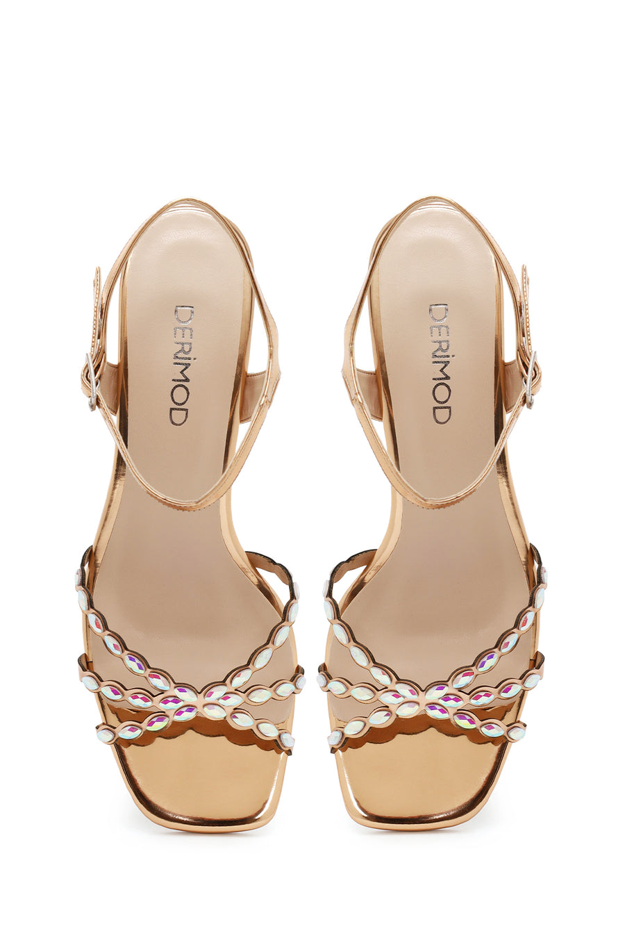 Woman Pink Ankle-Strap Buckled Embellished Chunky-Heel Sandal