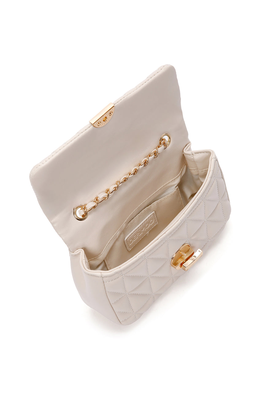 Women's Cream Long Strap Quilted Crossbody Bag