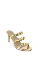 Woman Gold High Thin-Heeled Slipper | Derimod
