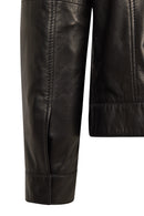 Mane Male Black Mandarin Collar Leather Jacket | Derimod