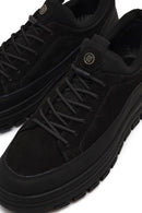 Erkek Siyah Bağcıklı Nubuk Deri Sneaker | Derimod