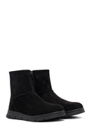 Women's Black Zippered Suede Teddy Boot | Derimod