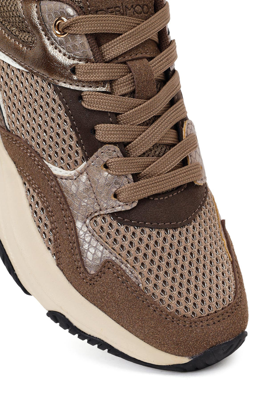 Kadın Bronz Bağcıklı Kalın Tabanlı Sneaker