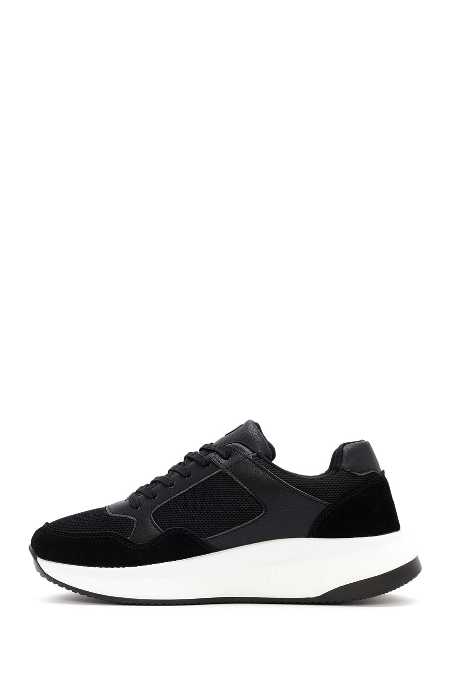 Derimod Zero Men's Black Thick-Soled Laced Fabric Sneaker