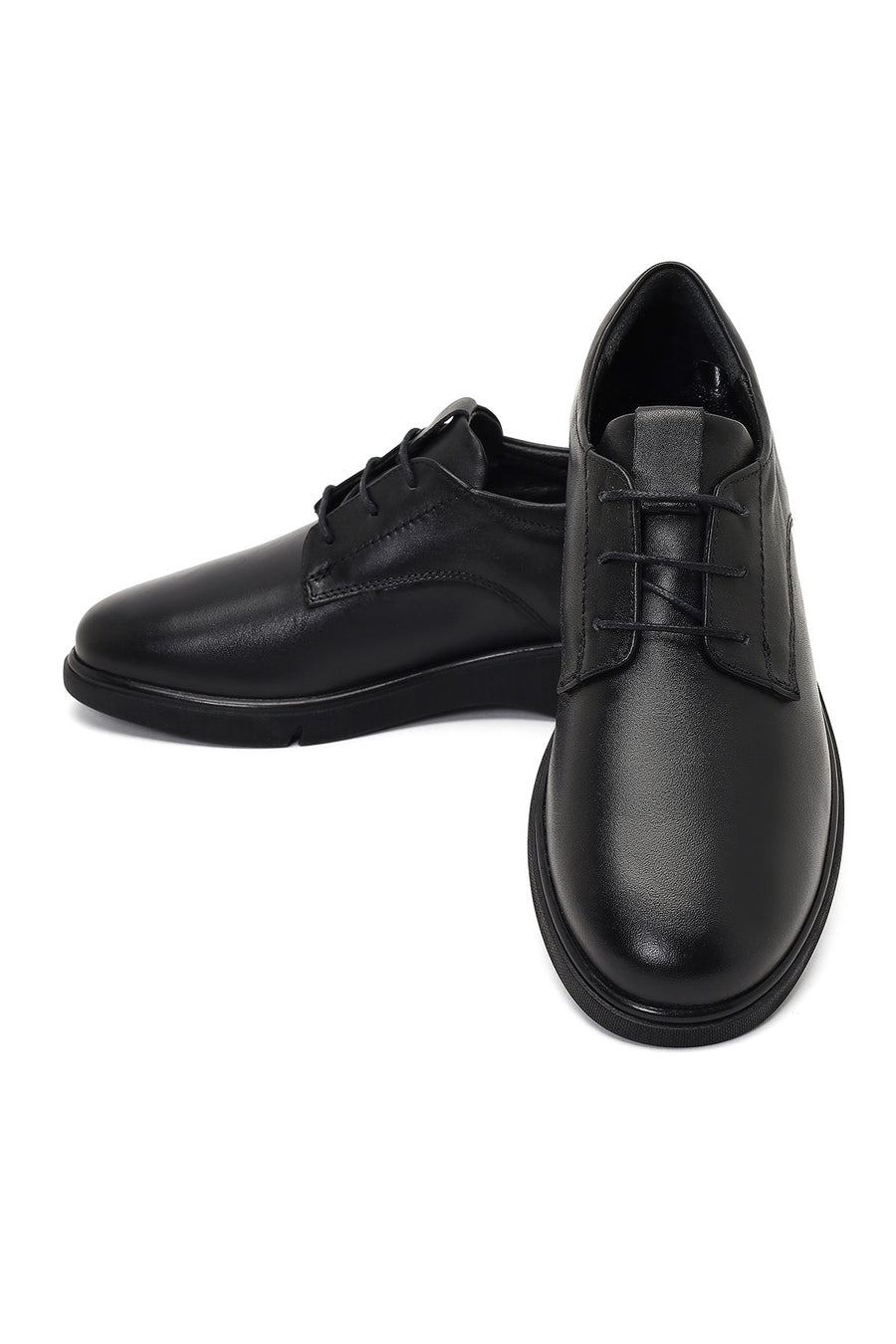 Women's Black Lace-up Leather Masculine Shoe