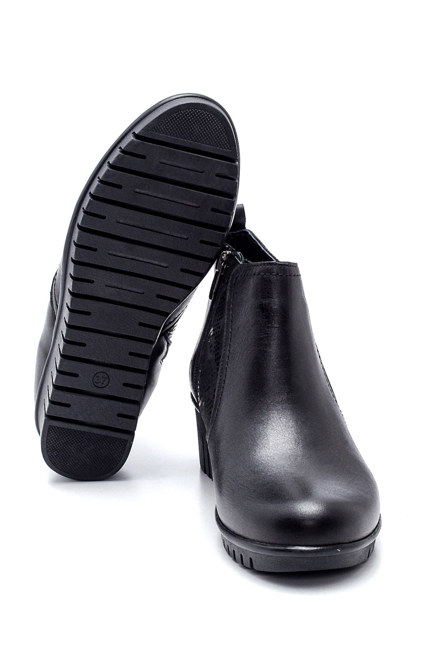 Women's Leather Wedge Heel Boots