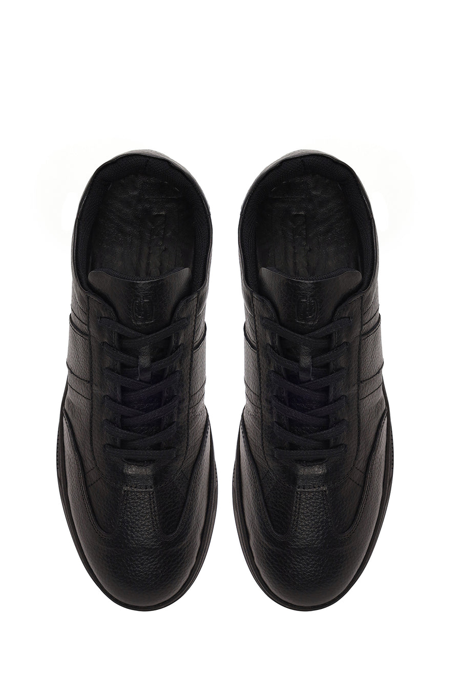 Erkek Siyah Bağcıklı Deri Sneaker
