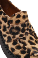 Women's Leopard Leather Masculine Loafer | Derimod