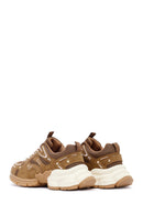 Woman Camel Lace-Up Chunky Sneaker | Derimod