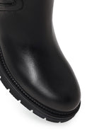 Woman Black Zip Closure Thick-Soled Leather Casual Boots | Derimod