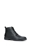 Geox Men's Black Terence Lace-Up Leather Combat Boots | Derimod