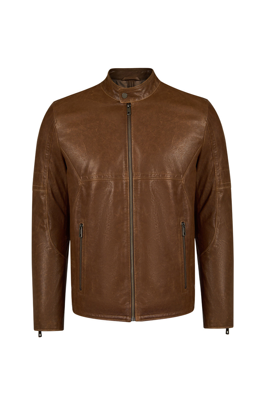 Vitinha Erkek Kahverengi Slim-Fit Deri Ceket 26WGD66312Z | Derimod