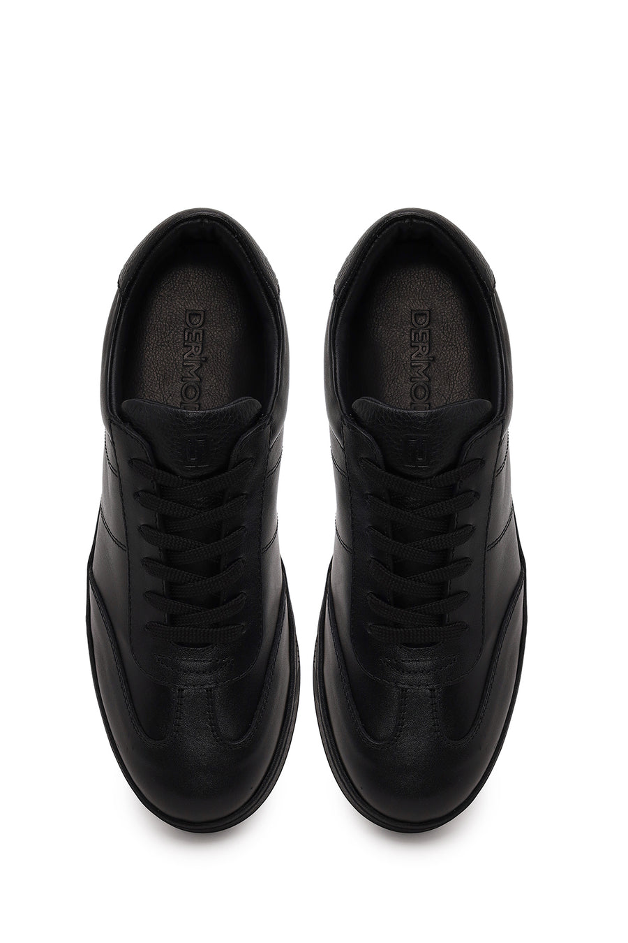 Erkek Siyah Bağcıklı Deri Casual Sneaker