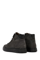 Men's Gray Double Zipper Thick Sole Nubuck Leather Sports Boots | Derimod