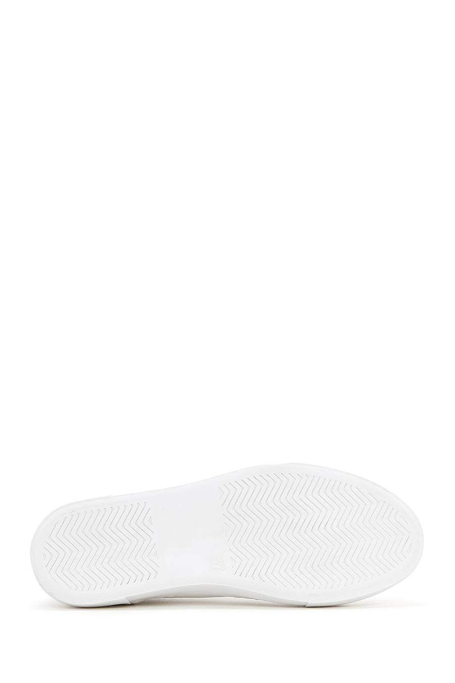 Women's White Lace-Up Stoned Leather Sneakers