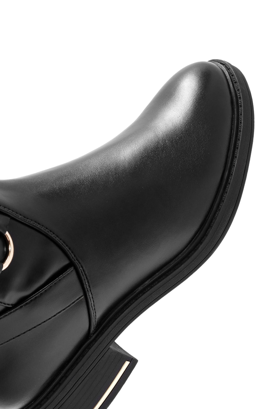 Woman Black Zip Closure Buckle Detailed Boots