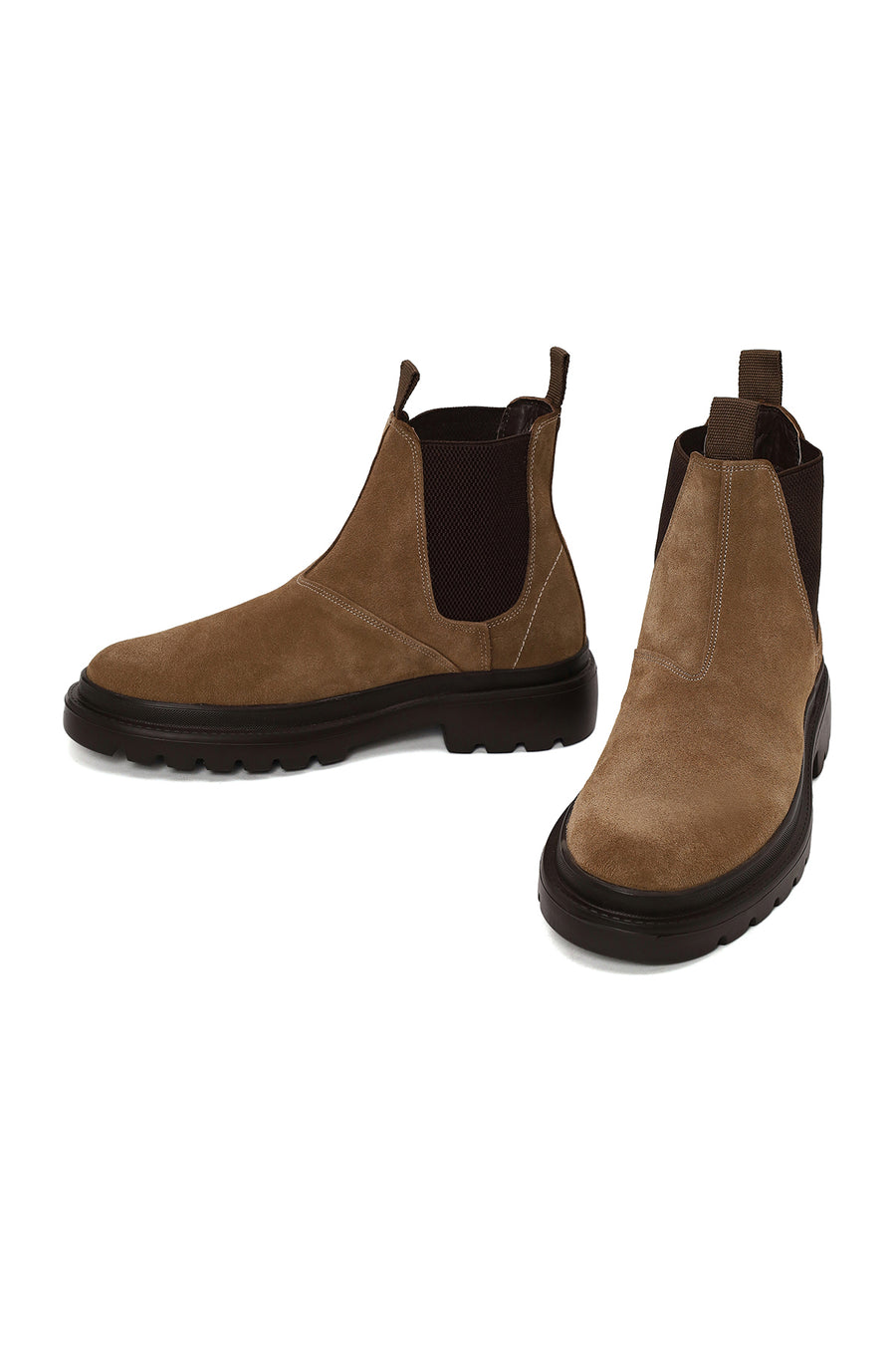 Male Brown Thick-Soled Suede Chelsea Boots