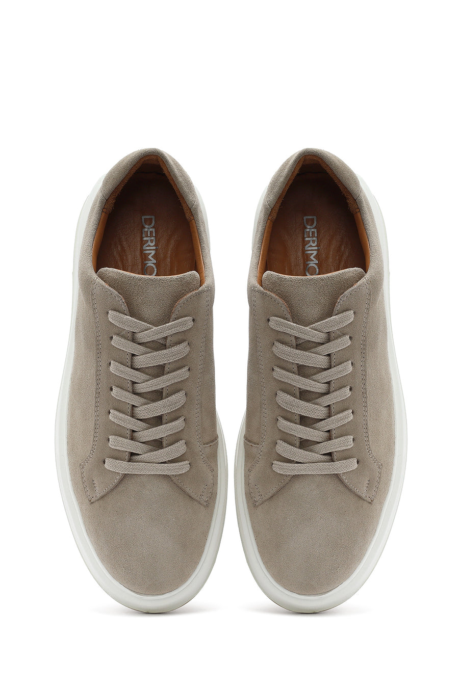Men's Beige Thick Soled Laced Suede Leather Sneaker