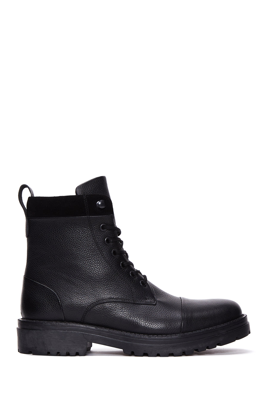 Men's Black Leather Zippered Flat Boots 22WFD6183FT | Derimod