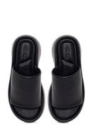 Women's Black Thick Soled Slippers | Derimod
