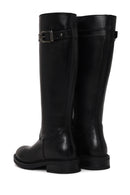 Woman Black Zip Closure Thick-Soled Leather Boot | Derimod