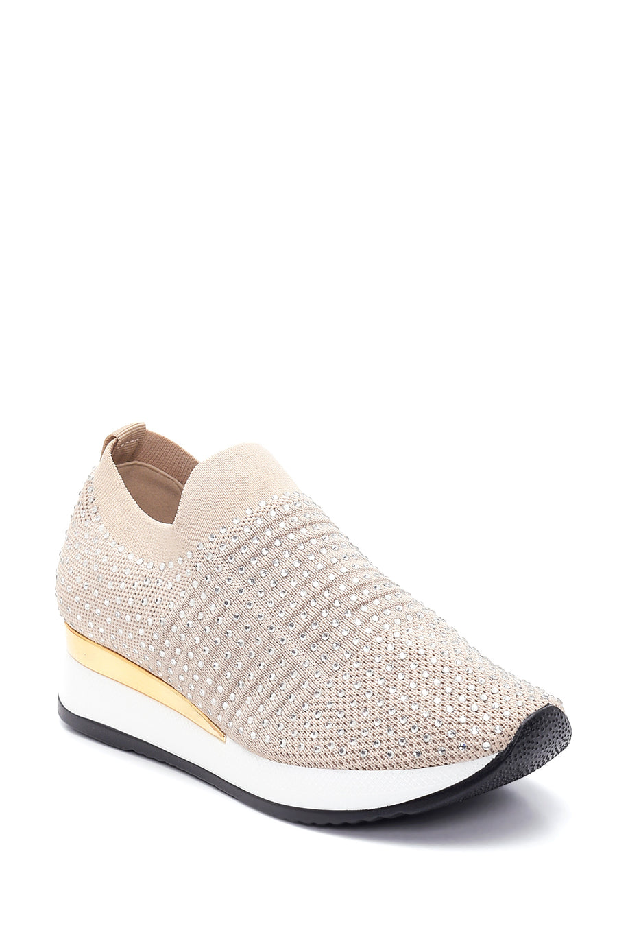 Kadın Bej Taşlı Sneaker