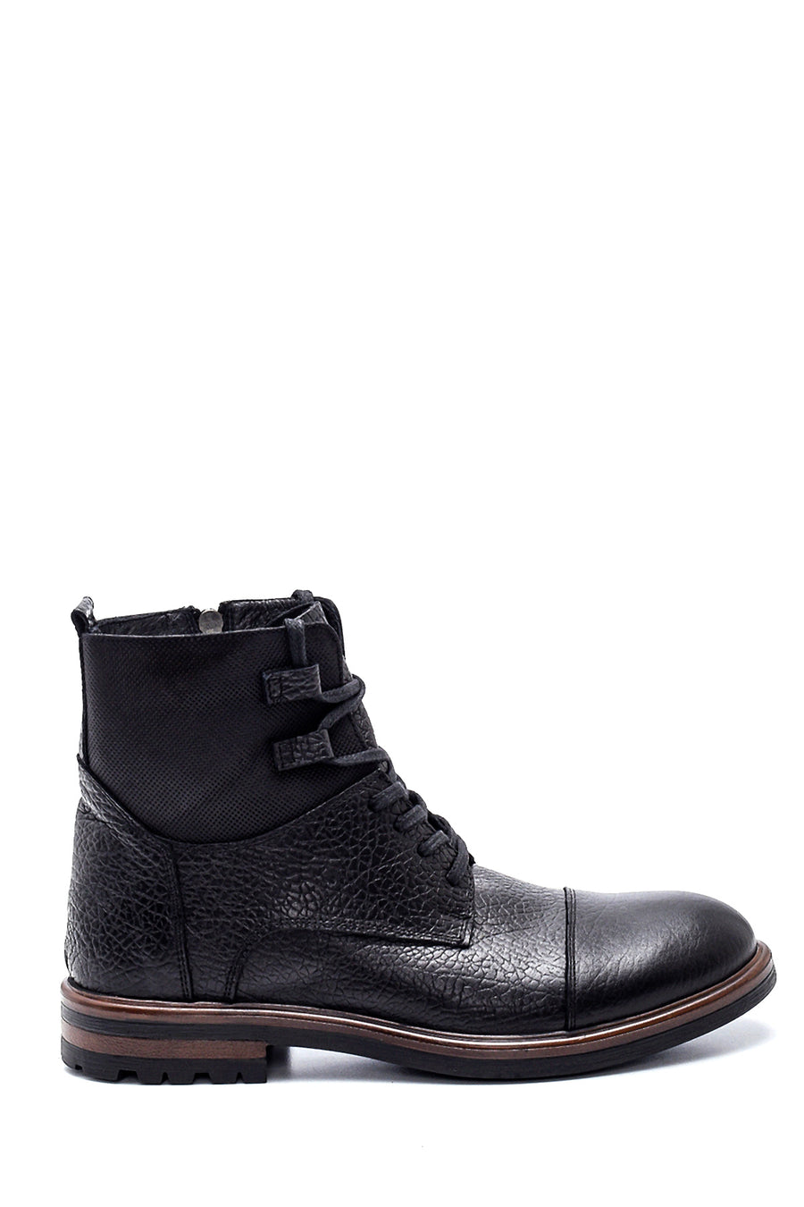 Men's Black Leather Zippered Boots