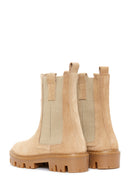 Women's Beige Suede Leather Chelsea Boots | Derimod