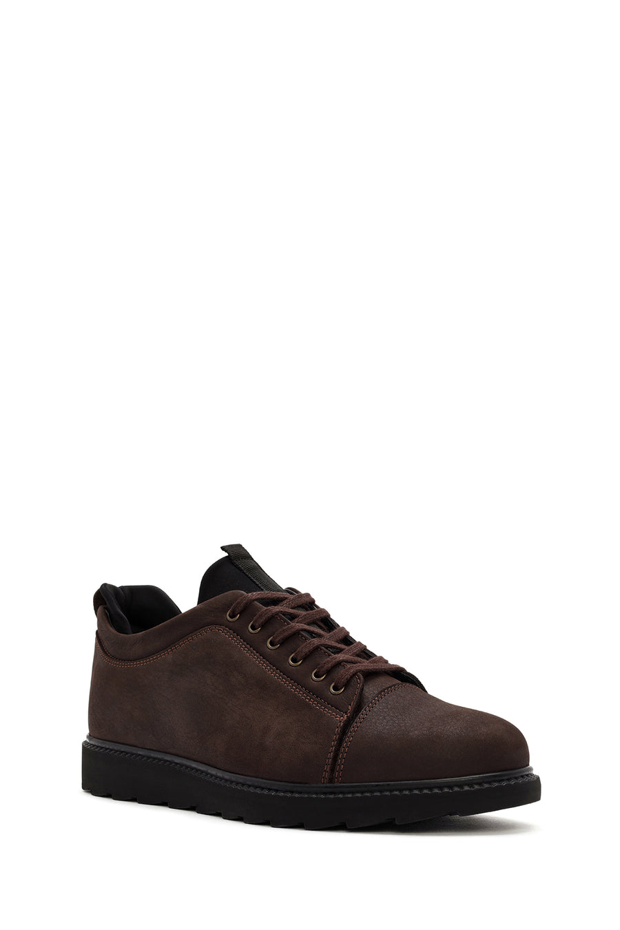 Erkek Kahverengi Bağcıklı Deri Sneaker