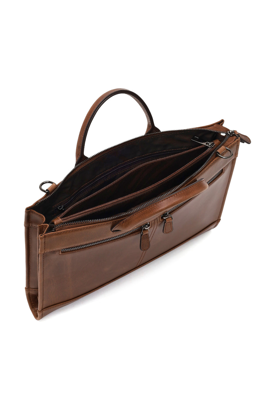 Men's Brown Long Strap Leather Briefcase